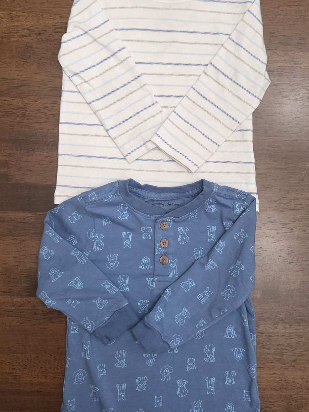 Tommy Bahama Light Blue Baby Henley with Mint Dog Print